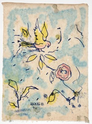 FlowerBird in the Impossible Garden Monoprint 8/31
